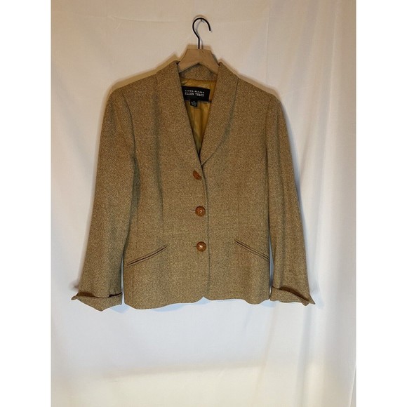 Linda Allard Ellen Tracy Jackets & Blazers - Linda Allard Ellen Tracy Wool Blend Blazer Leather Buttons Size 10